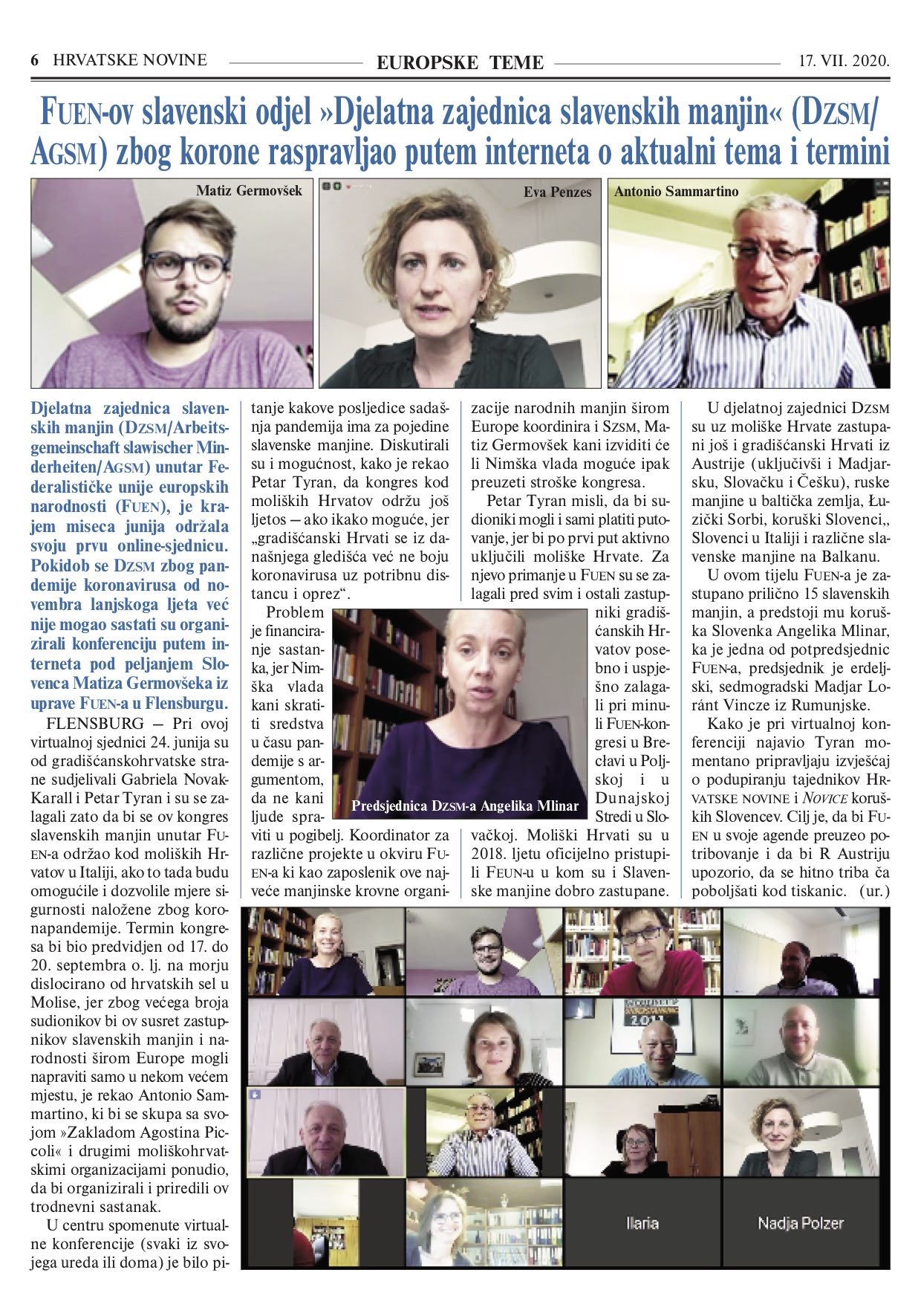 AGSM Online Sitzung in Hrvatske Novine 